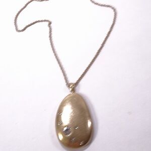 Ann Taylor LOFT Brushed Gold Crystal Gemstone Bubble Pendant Necklace NWT 24.99